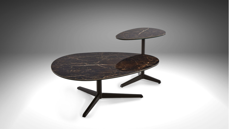 Table basse ELICA - Petites tables gigognes réalisables en verre trempé ou céramique
