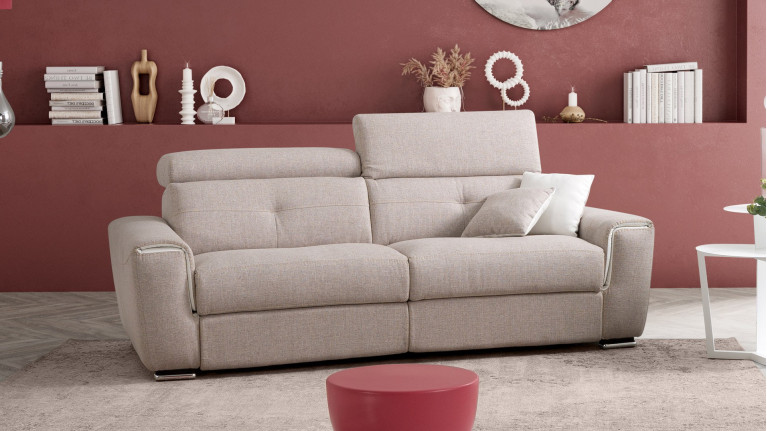 Canapé 2 3 places en tissu NEW CARAVEL - Réalisable en cuir, ce canapé italien existe dans plusieurs dimensions et en version re