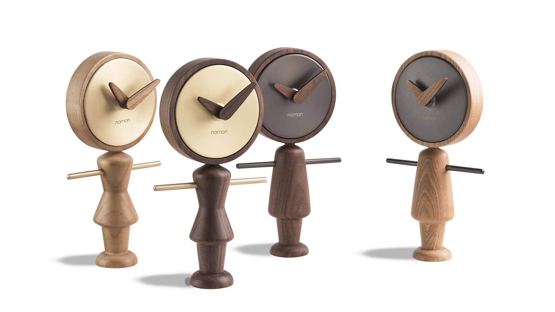 Horloge de table en bois et laiton, 2 finitions, Nene-Nena