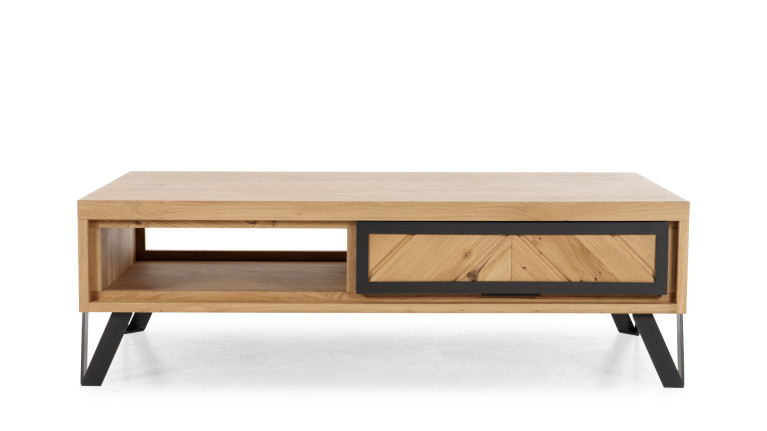 Table basse en bois et métal avec tiroir RELIEF