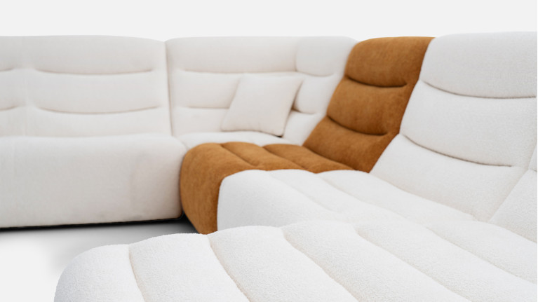 Canapé d'angle modulable en tissu, confort enveloppant, Lotus