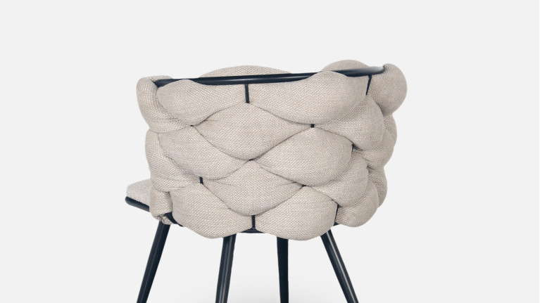 Chaise de salon design avec dossier tressé, en mousse, Rock 