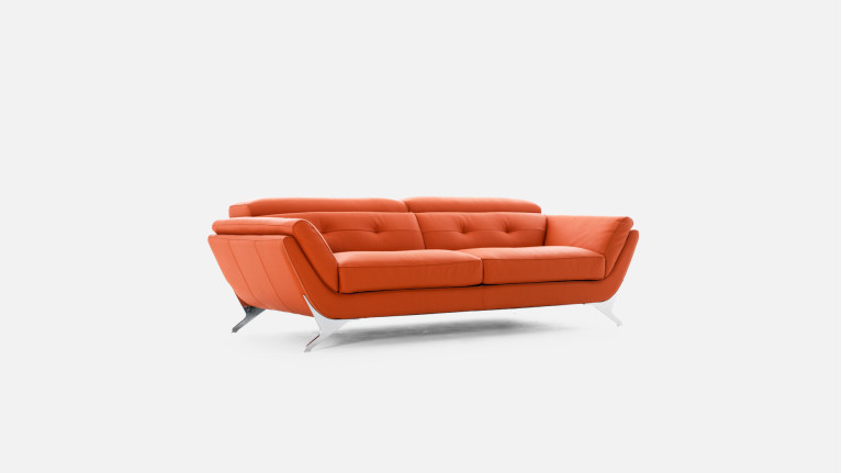 Pouf en cuir design contemporain, bois et acier, Cuba