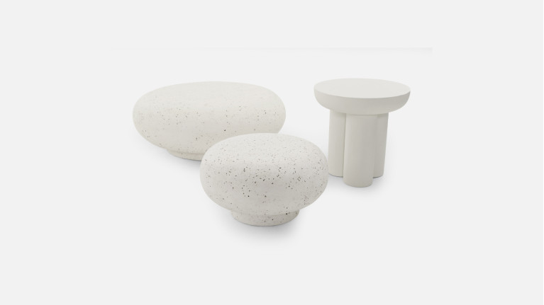 Table basse design avec finition enduit à la chaux, Poppy