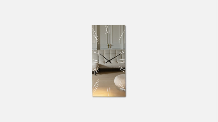 Grand miroir murale horloge design, éclairage led, Algedi