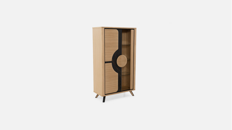 Vitrine LOTUS | Rangement vitré et façade bois graphique