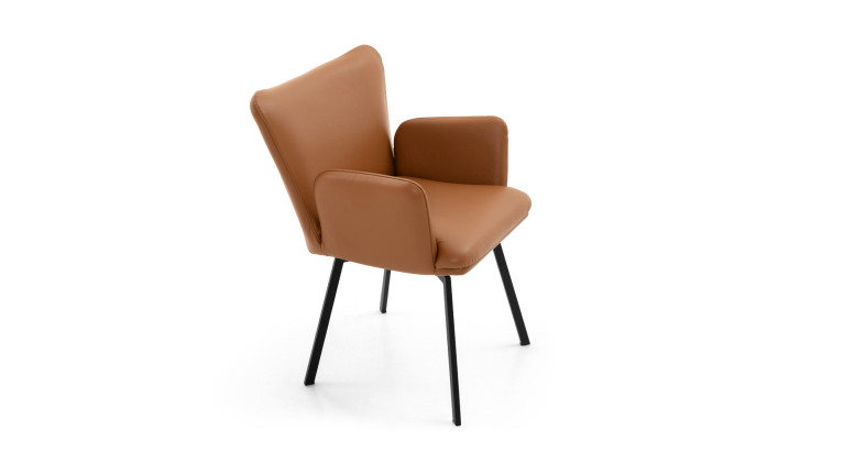 Fauteuil LEON cuir | Élégance contemporaine et piètement en acier