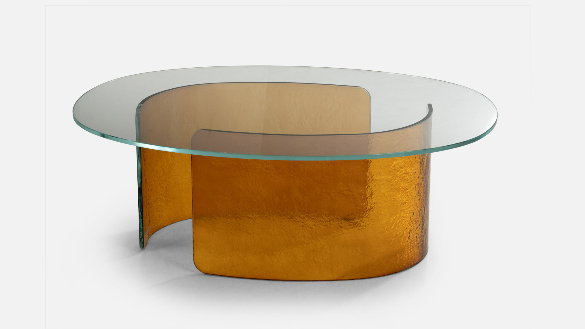 Table basse VIRGOLA | Verre trempé et piètement en verre fusionné