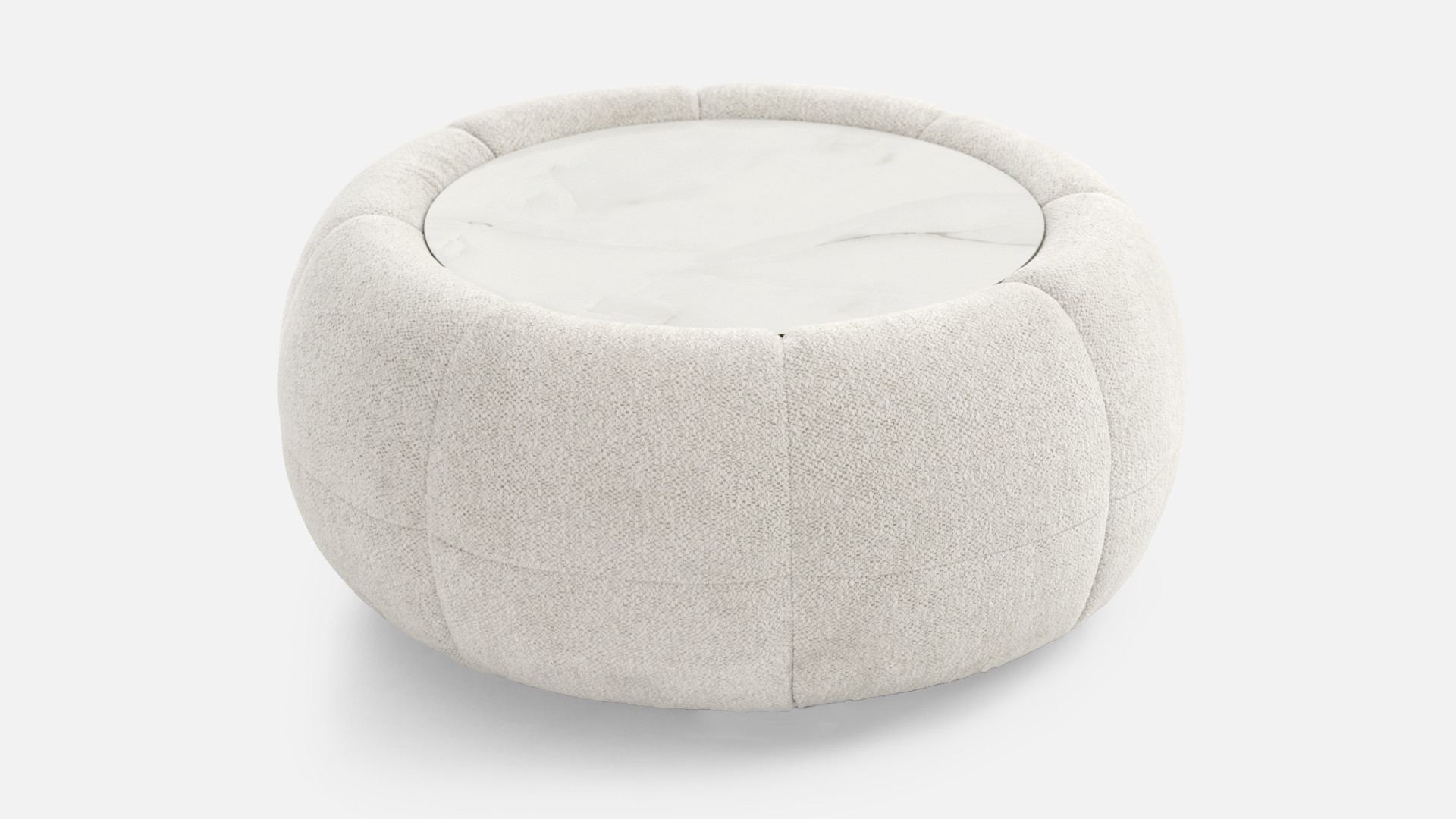 Pouf de salon design, rond avec plateau céramique, Joy