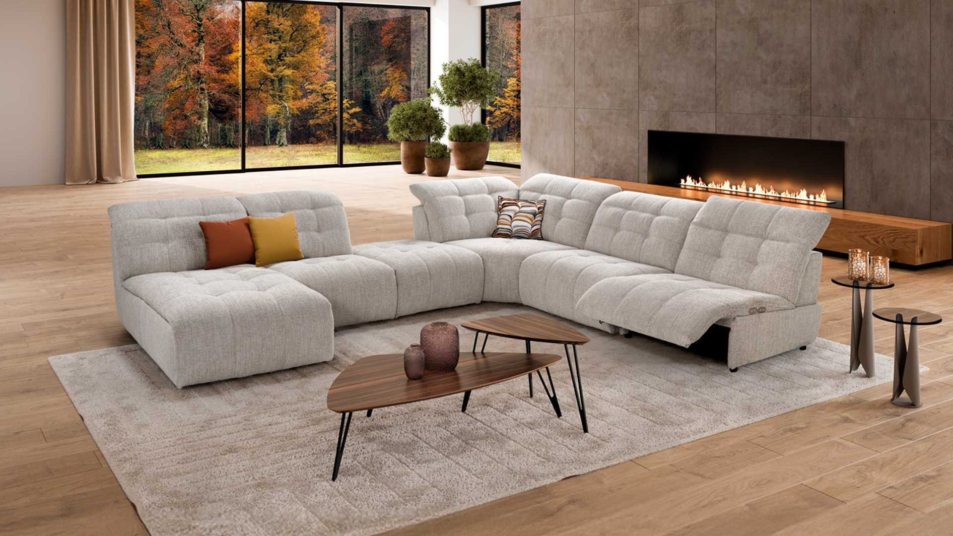 Canapé d'angle modulable relaxation électrique SAFRAN