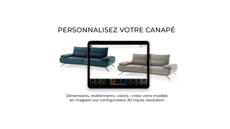 Canapé d'angle PACHA — Dossier avance-recule et accoudoirs ajustables