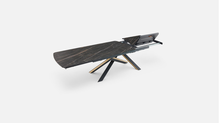 Table extensible ONTARIO, plateau céramique et piètement étoile