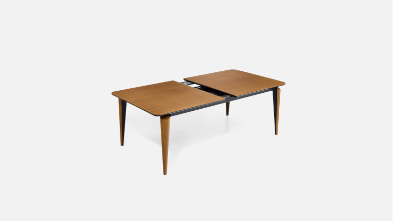 Table extensible COSMOS noyer | Allonge centrale et piètement frêne