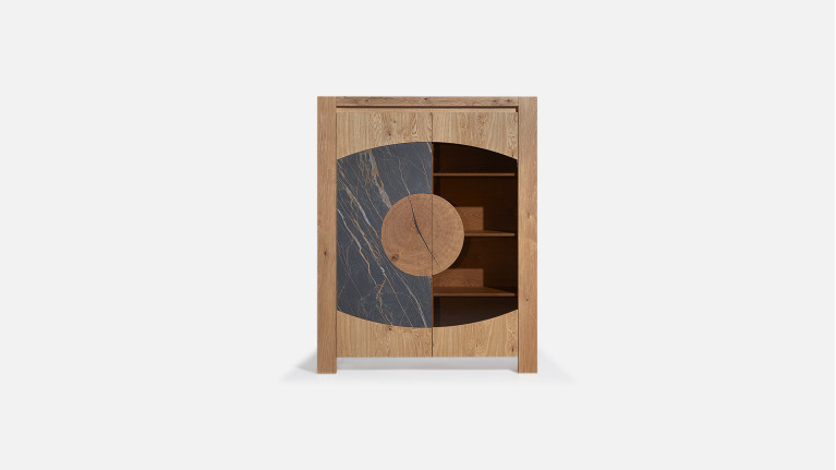 Vitrine VOGE bois et céramique avec porte vitrée