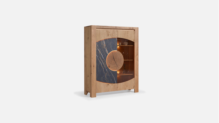 Vitrine VOGE bois et céramique avec porte vitrée