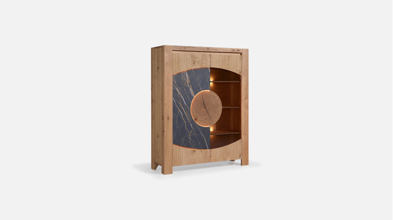 Vitrine VOGE bois et céramique avec porte vitrée