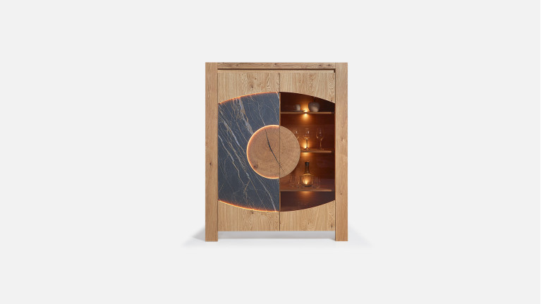 Vitrine VOGE bois et céramique avec porte vitrée