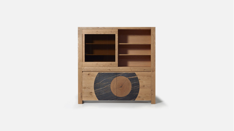 Buffet vaisselier VOGE bois et céramique avec vitrine
