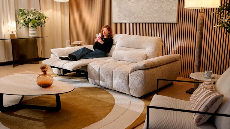 Canapé relaxation électrique RIVAGE 3 places tissu