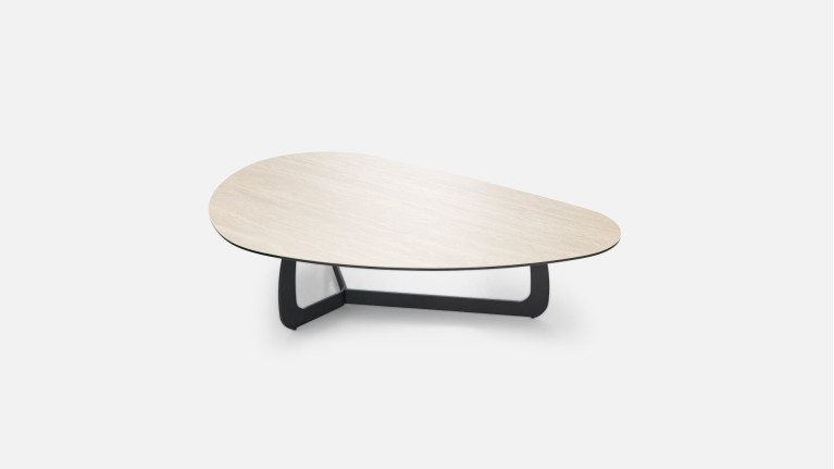 Table basse SOHO - Plateau céramique et piètement fer laqué noir