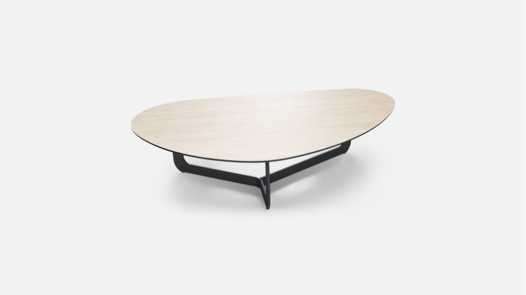 Table basse SOHO - Plateau céramique et piètement fer laqué noir