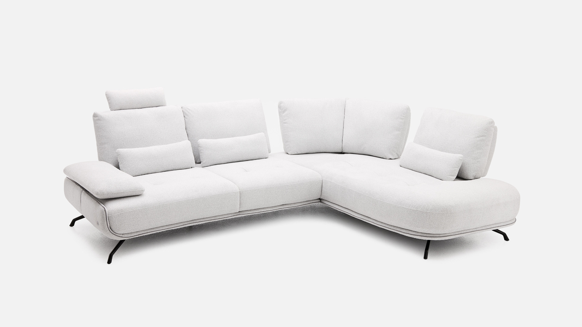 Canapé d'angle méridienne PACHA – Accoudoir réglable, +150 tissus