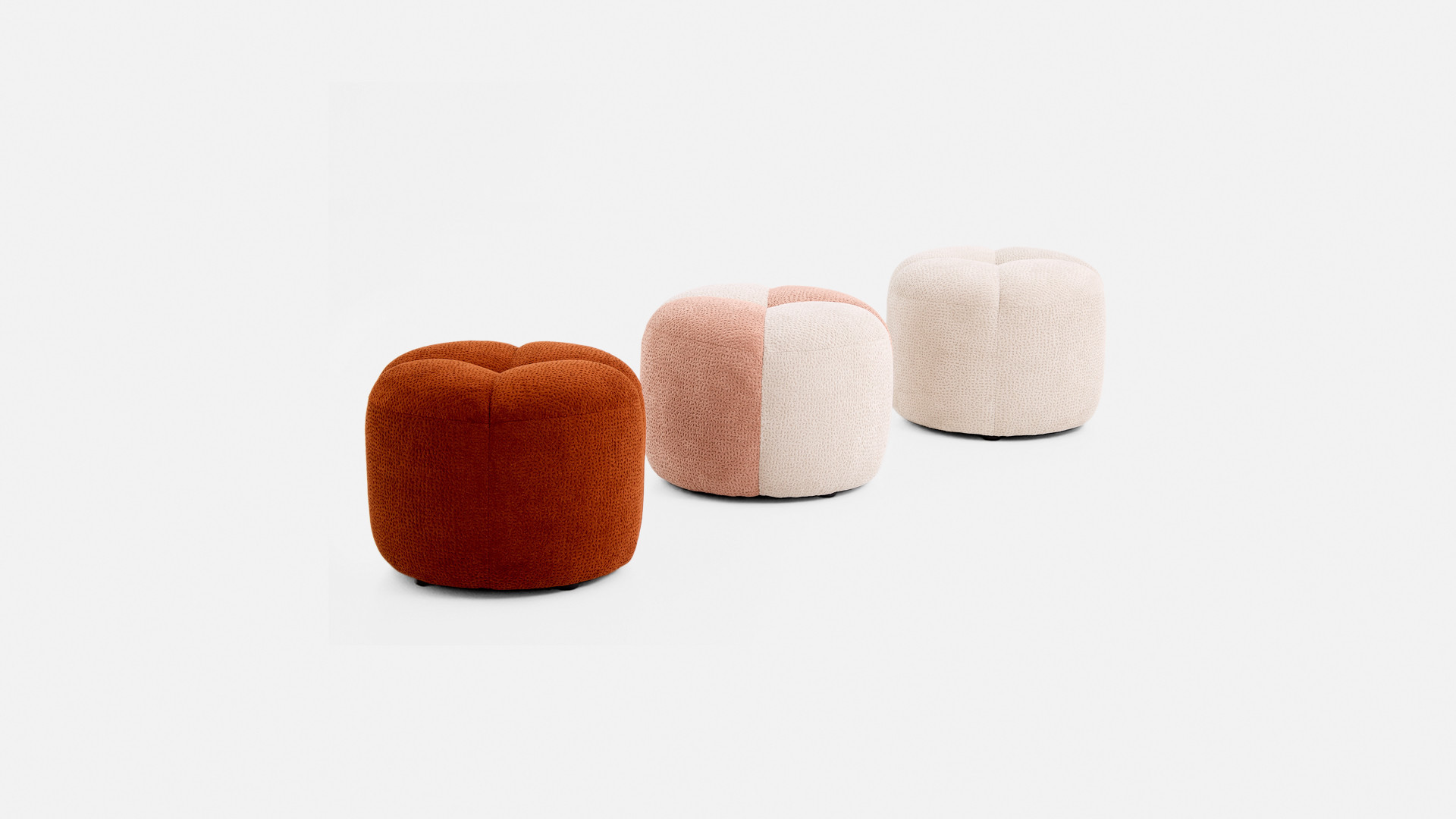 Pouf rond GLORIA, en tissu bouclette