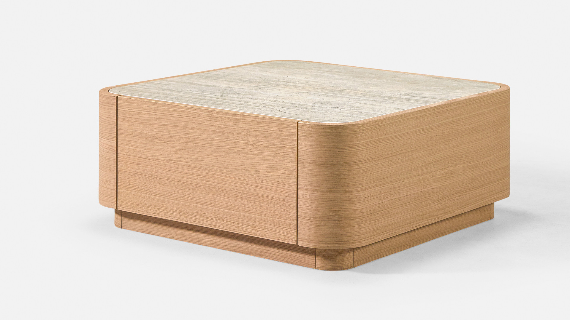 Table basse MINERA bois et placage eucalyptus avec tiroir