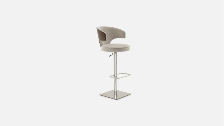 Tabouret de bar BIRDY, pivotant réglable, assise ronde, coque frêne