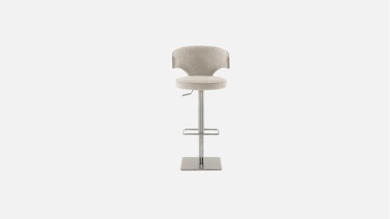 Tabouret de bar BIRDY, pivotant réglable, assise ronde, coque frêne