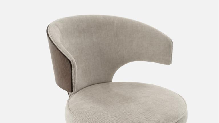 Tabouret de bar BIRDY, pivotant réglable, assise ronde, coque frêne