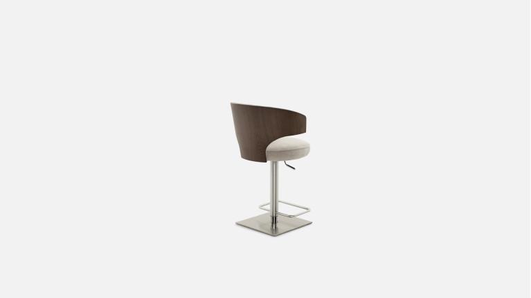 Tabouret de bar BIRDY, pivotant réglable, assise ronde, coque frêne
