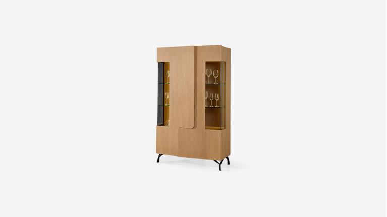 Vitrine JADE en verre fumé et métal